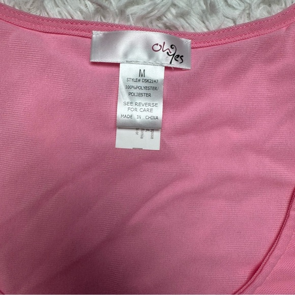 Pink Babydoll Dress Marabou Cuff Feathers Barbiecore Sheer Size Medium - Picture 4 of 8